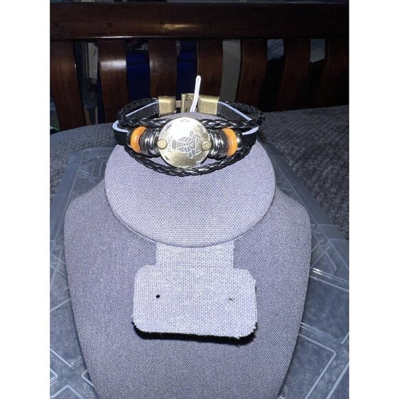 TAURUS Constellation Braided Rope Bracelet Punk Alloy Leather Bracelet - Picture 4 of 6